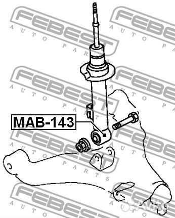 Сайлентблок переднего амортизатора febest mab143 для а/м mitsubishi