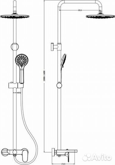 Душевая система со смесителем Spectre (цвет белый