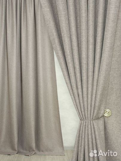 Шторы блэкаут серо-коричневый