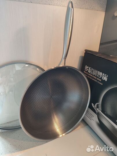 Сковорода Вок,из нержавеющей стали,30 см,новая