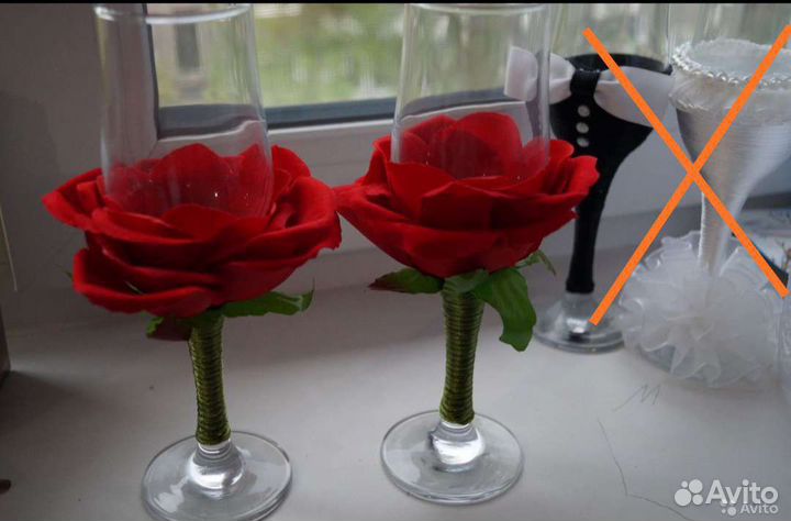 Свадебные бокалы ручной работы