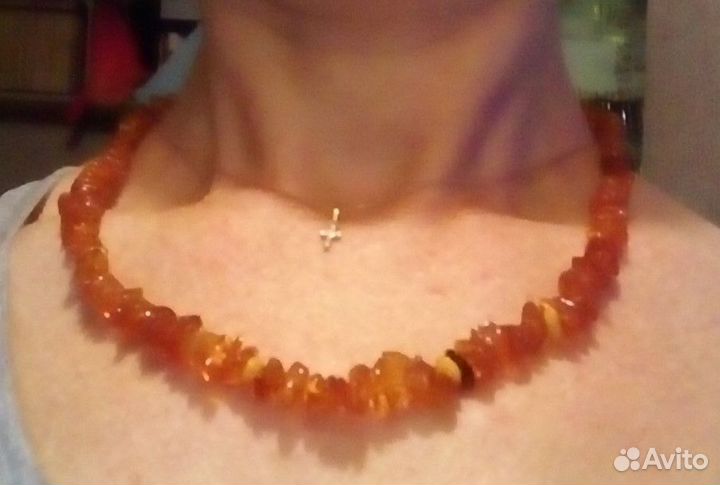 Бусы из натурального некрупного янтаря