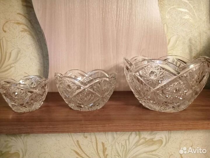 Хрусталь. Ваза для фруктов, конфетница, сахарница