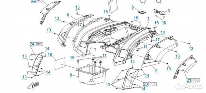 Облицовка задняя (синий металлик) X5 / X6