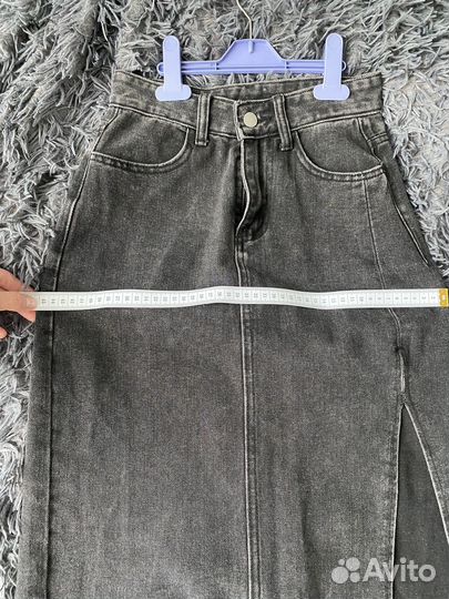 Юбка джинсовая миди с разрезом