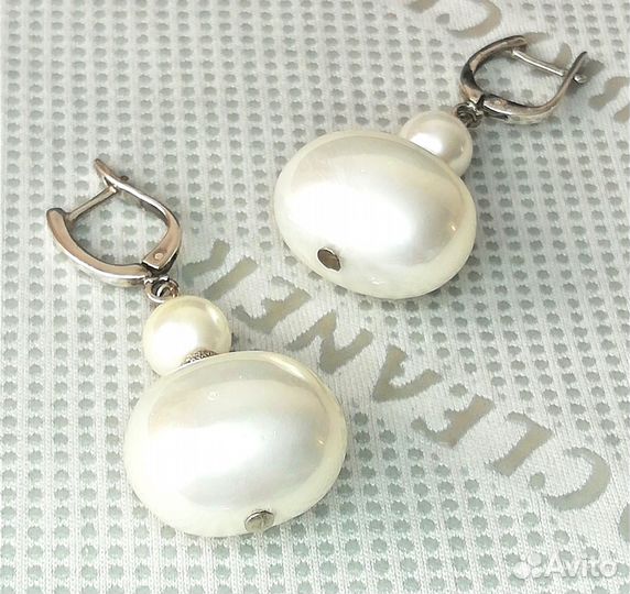 Серьги с жемчугом серебро С580