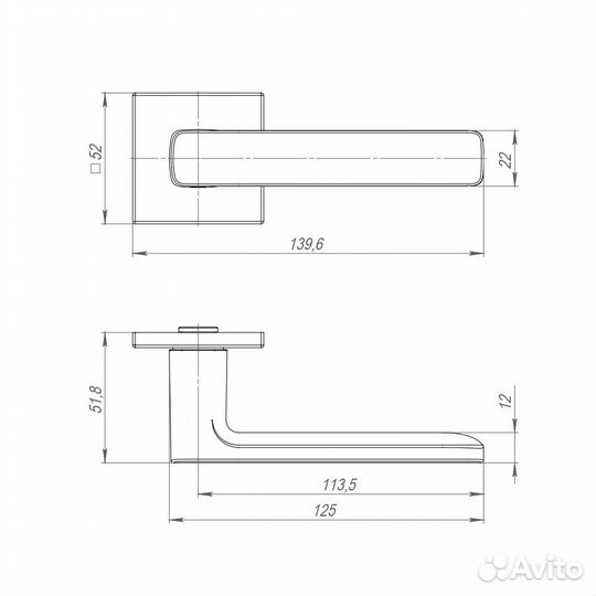 Ручки дверные Punto K.ARC.Q52.viva GR-23, графит