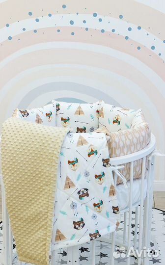 Бортики в кроватку, плед-одеяло новые