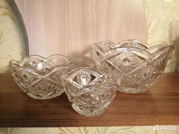 Хрусталь. Ваза для фруктов, конфетница, сахарница
