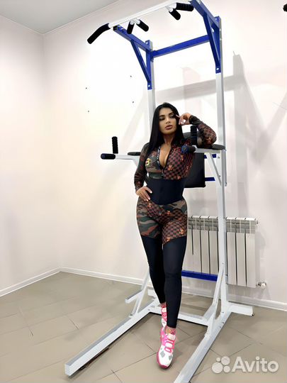 Напольный турник 3в1 225см Белый с синим