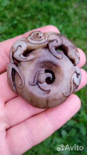 Аксессуар, кулон, подвеска из старого нефрита