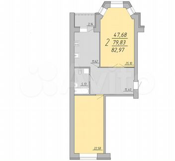 2-к. квартира, 83 м², 8/9 эт.