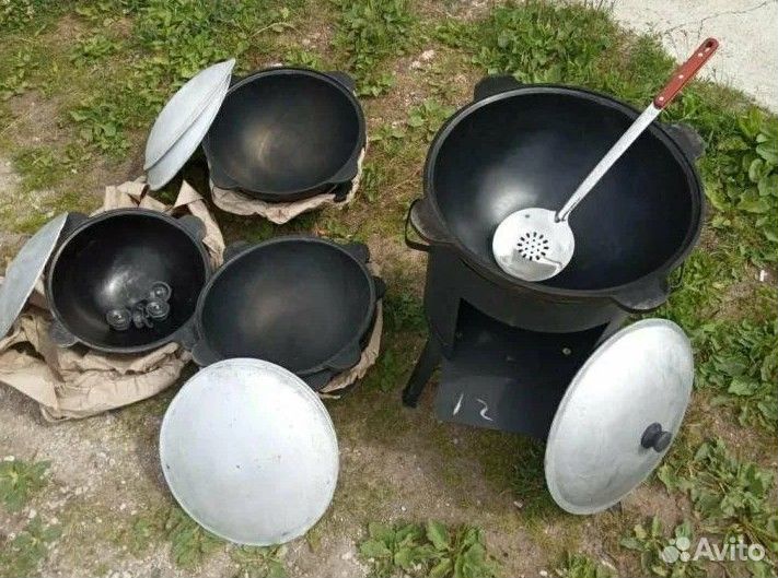 Казан чугунный узбекский с крышкой для плова