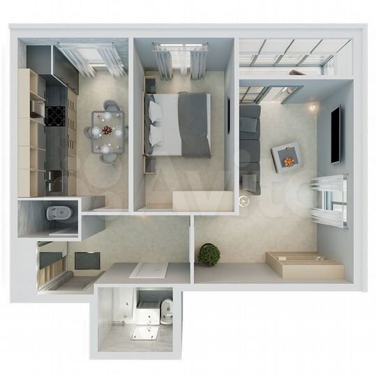 2-к. квартира, 57,3 м², 8/10 эт.