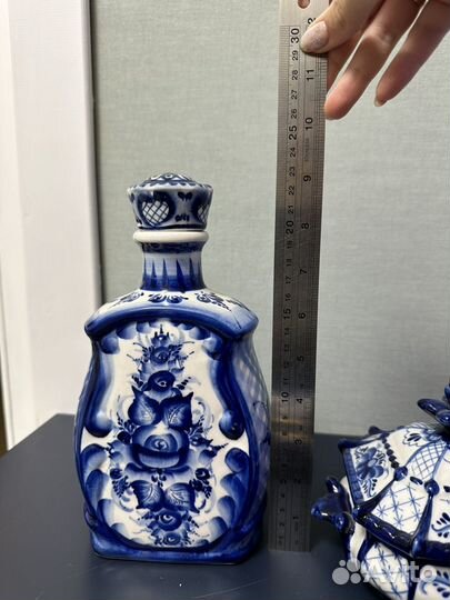 Посуда Гжель СССР чайник кружки штоф шкатулка