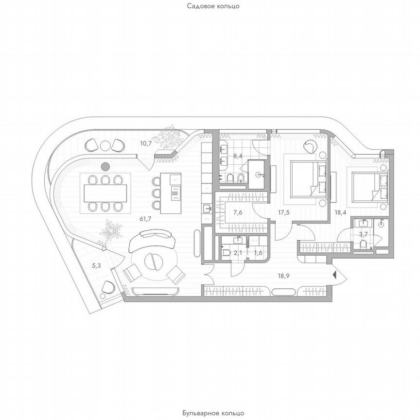 2-к. квартира, 144,7 м², 4/9 эт.