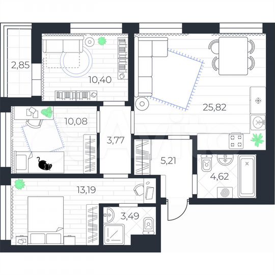 3-к. квартира, 78 м², 7/14 эт.