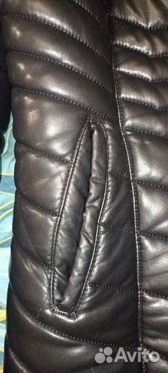 Пуховик кожзам женский
