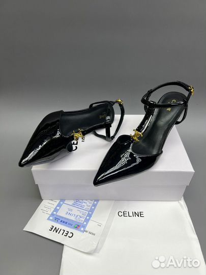 Босоножки Celine женские черные лакированные