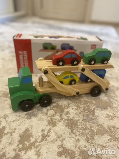 Автовоз с машинками деревянный