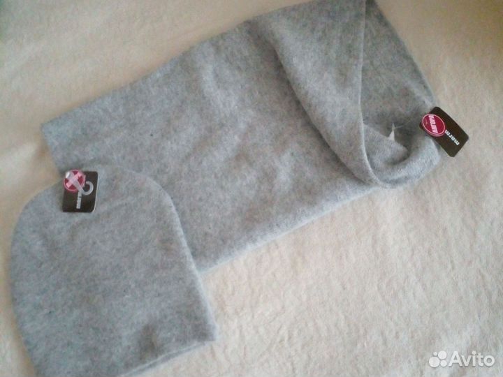 Шапка и снуд. Комплект. Ангорка