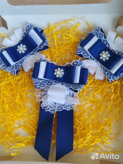 Бантики заколки резиночки галстук брошь для школы