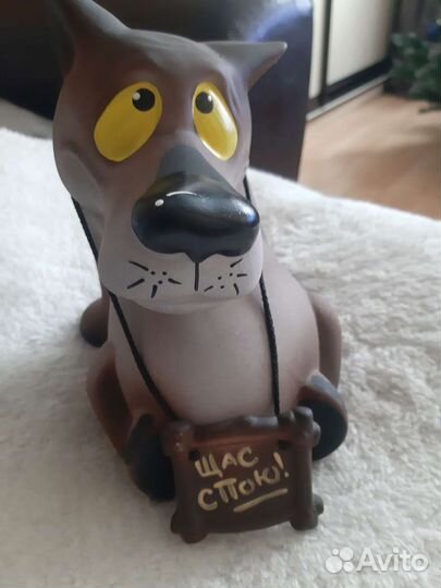 Копилка большая керамическая волк 20см