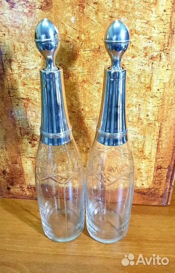 Стеклянные бутылочки. Серебро. 19 век