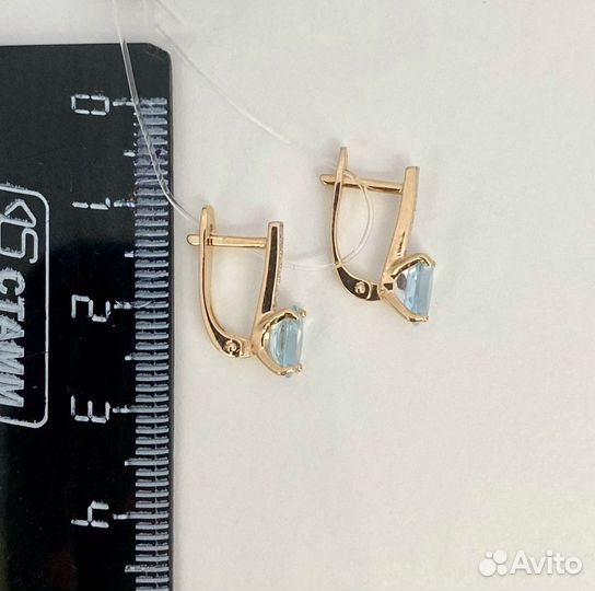 Золотые серьги с топазами 585 проба