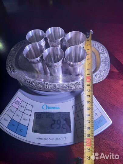 Серебряный набор. Поднос и рюмки