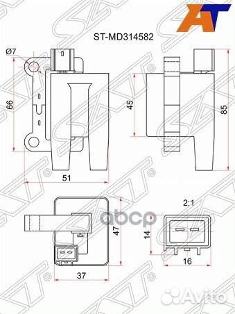 Катушка зажигания mitsubishi L200 96-07/pajero