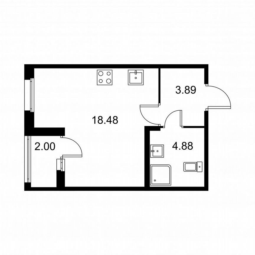 Квартира-студия, 28,3 м², 2/9 эт.