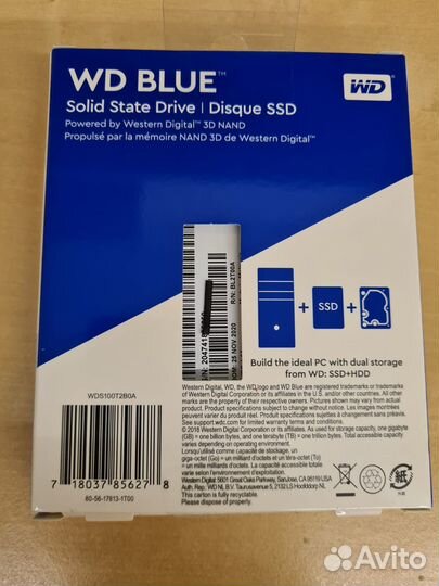 SSD накопитель WD blue 1 Tb