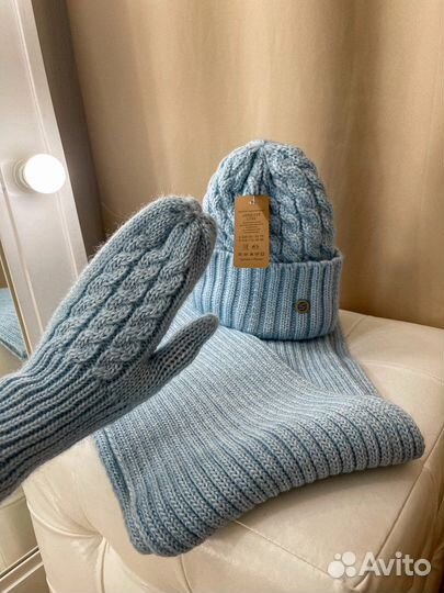 Демисезонный комплект с лайкрой Шапка+Снуд+Варежки