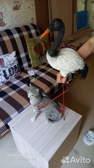 Садовые фигуры. Аист.Кот.Для дачи и частного дома