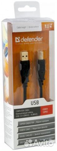 Кабель Defender USB 2.0 A(M) - USB B (M), 3м-Новый