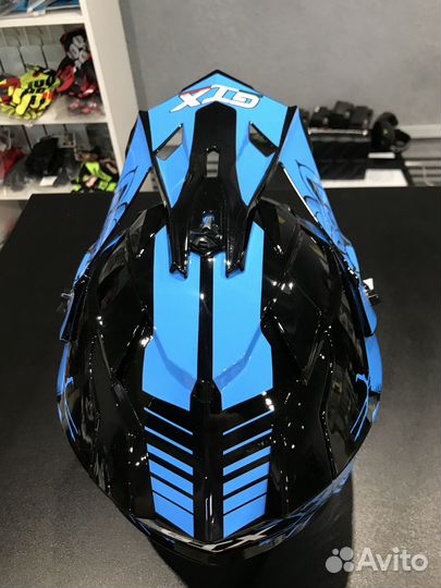 Шлем мото кроссовый GTX 632S #3 black / blue детск