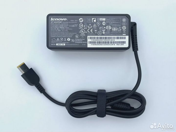 Блок питания для Lenovo 65W прямоугольный