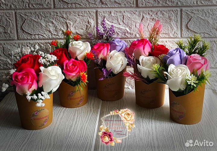 Мыльные розы в букете