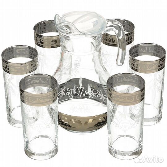 Набор кувшин и стаканы гусь хрустальный новый