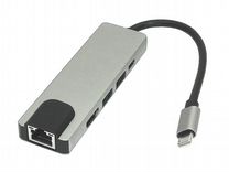 Адаптер Type C на hdmi, USB 3.0*2 + RJ45+ Type C