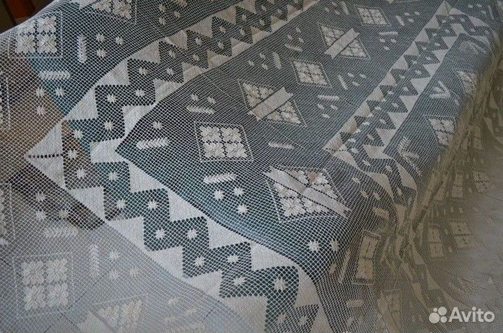 Большое покрывало филейного кружева ручной работы