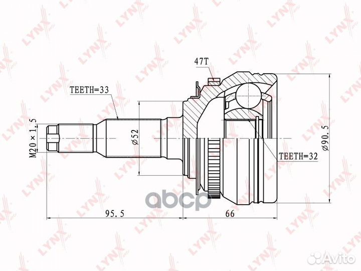 Шрус наружный перед прав/лев CO1839A lynxauto