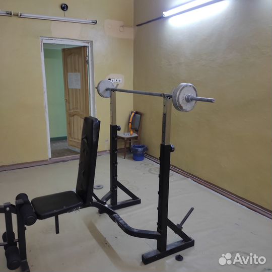 Стойка для штанги с лавкой