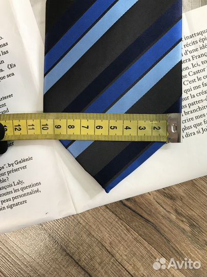 Галстук лазурно-голубые полоски Италия шелк