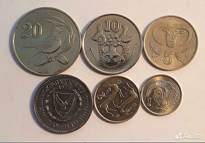 Монеты Египта набор 9шт,Кипр 6шт