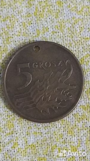 Монета 5грошей1992г. Польша