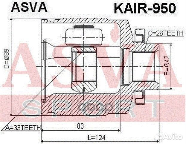 Шрус внутренний правый hyundai tucson 2004- ASV