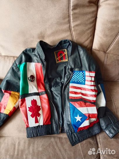 Винтажный кожаный бомбер Stalian