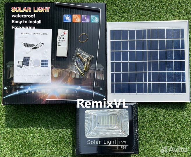 Видео 100W прожектор на солнечной батарее IP67